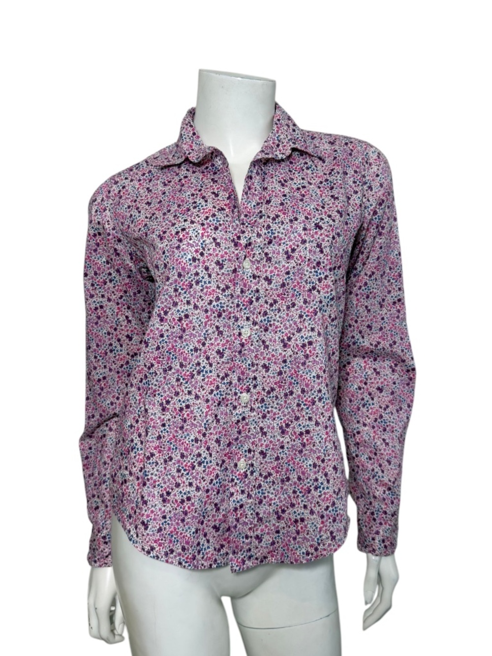 Frank & Eileen Barry Shirt in Purple Flowers Size XS
